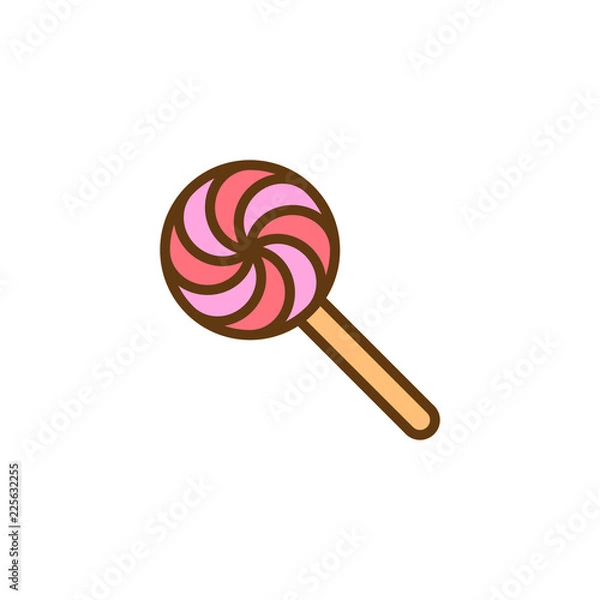 Fototapeta Lollipop filled outline icon, line vector sign, linear colorful pictogram isolated on white. Candy symbol, logo illustration. Pixel perfect vector graphics