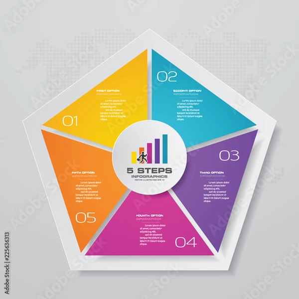 Fototapeta 5 steps simple&editable process chart infographics element. EPS 10.
