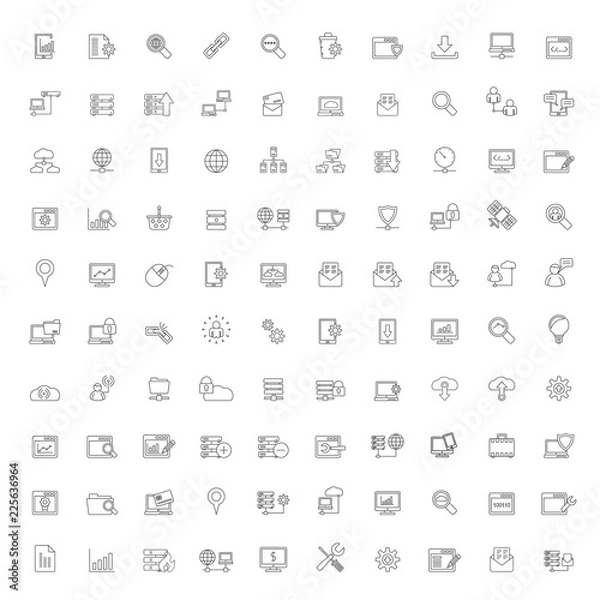 Obraz Line Internet, website and user interface icons - vector icon set