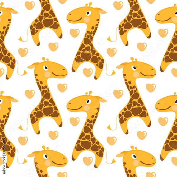 Obraz Giraffes seamless pattern on white background