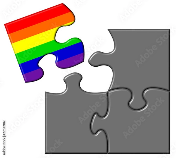 Obraz Jigsaw showing a piece containing a rainbow flag