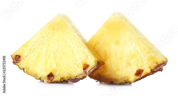 Fototapeta Two pineapple slices isolated on white background
