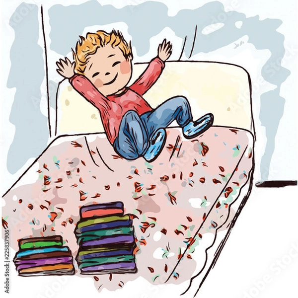 Obraz boy bouncing on the bed