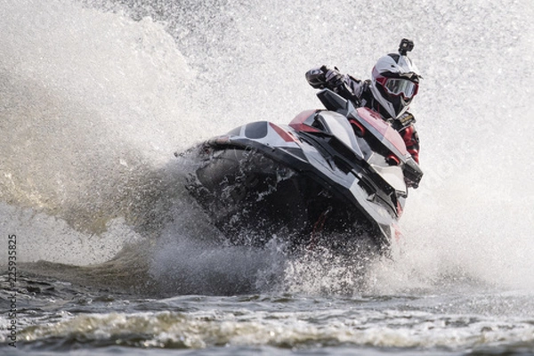 Fototapeta Dynamiczna akcja na nartach odrzutowych