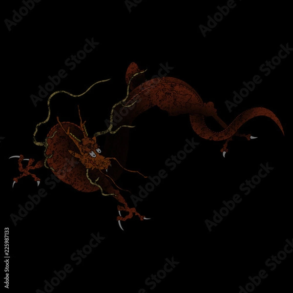 Fototapeta This is a traditionally Chinese ornament with a dragon and clouds.The dragon is the highest ranking animal in the Chinese animal hierarchy. It also represents a state symbol that is an emperor's role.