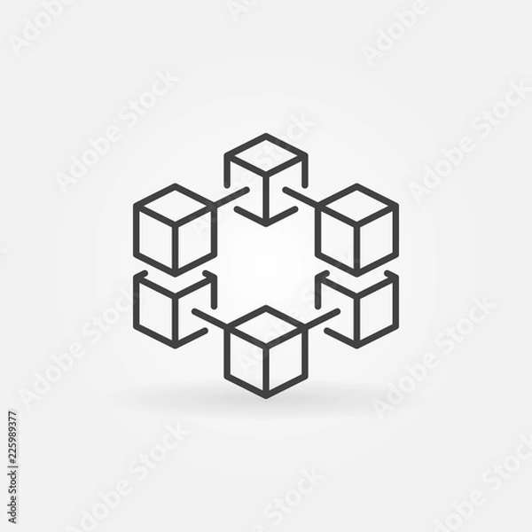 Fototapeta Blockchain vector line concept icon or logo