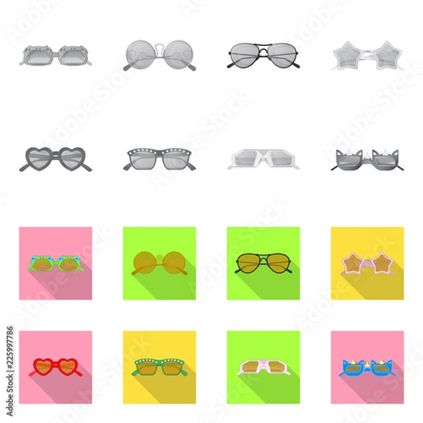 Fototapeta Isolated object of glasses and sunglasses logo. Collection of glasses and accessory vector icon for stock.