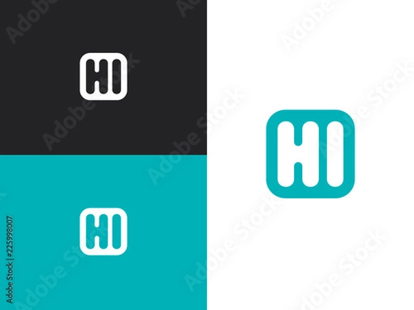 Fototapeta Initial letters HI logo design template elements