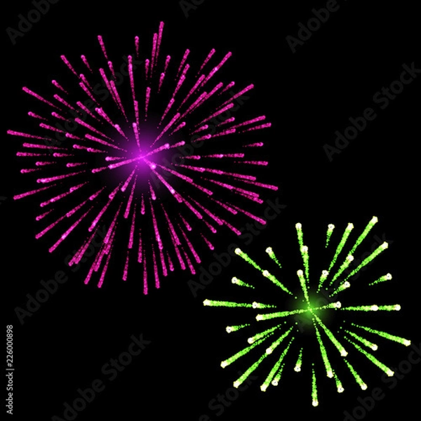 Fototapeta vector set for firework. suitable for new year celebration, holiday decoration and party event decoration.