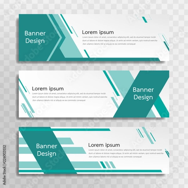 Fototapeta Vector green banner template design with 3 designs.