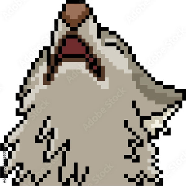 Fototapeta vector pixel art wolf head