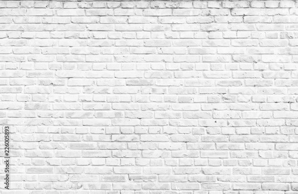 Fototapeta Koncepcja tekstury tła: białe tło ściany z cegły w wiejskim pokoju