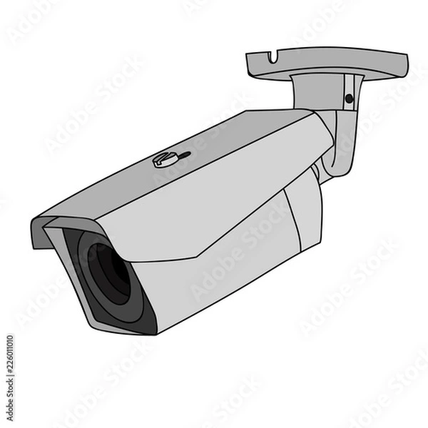 Fototapeta on white background, security camera