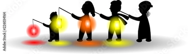 Obraz Kinder beim Laternegehen