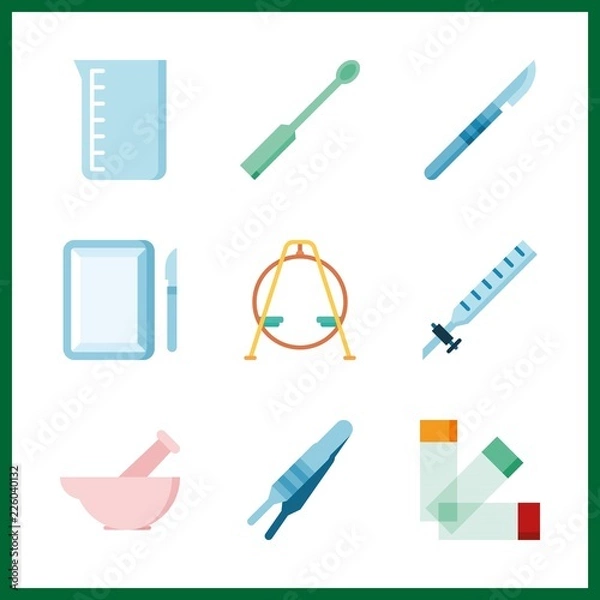 Fototapeta 9 science icon. Vector illustration science set. beaker and medicine icons for science works