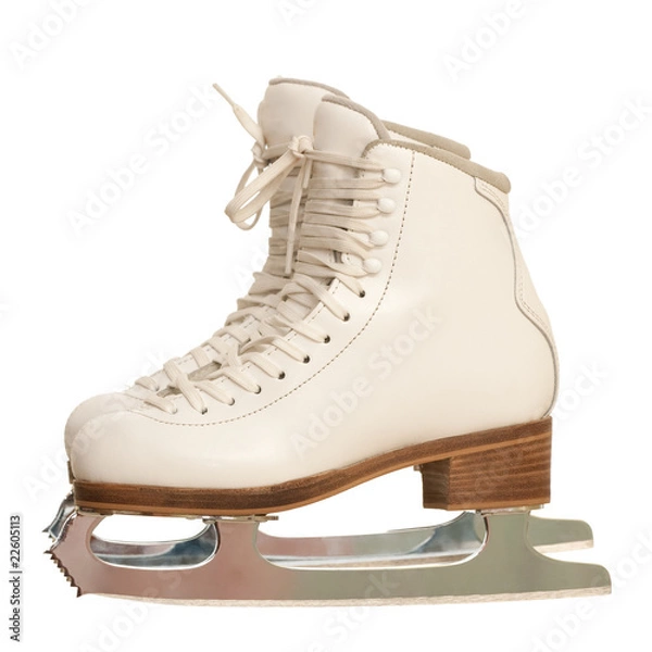 Obraz Pair of girl figure skates over white