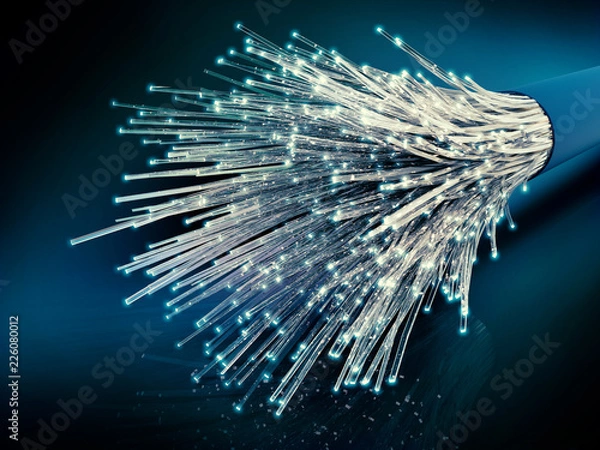 Obraz Optisches Glasfaser Kabel, 3D Rendering