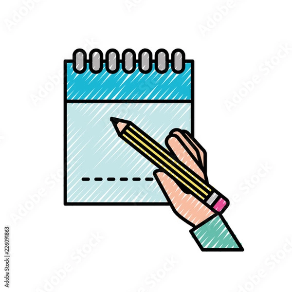 Obraz hand holding pencil writing on notepad
