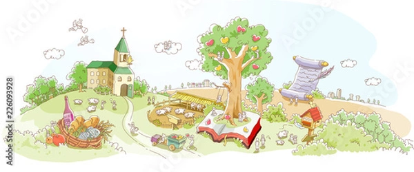 Fototapeta Kościół przed ogrodem