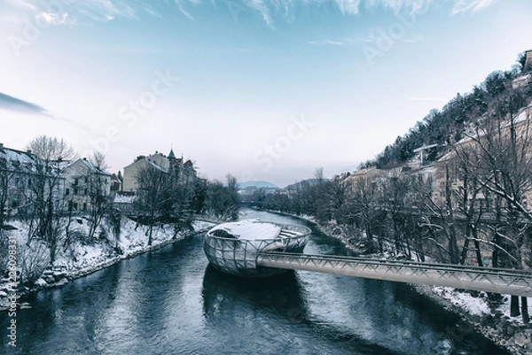 Obraz Murinsel in Graz in winter