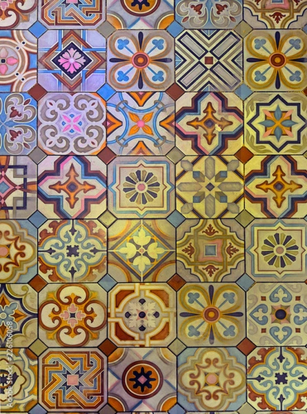 Fototapeta Multicolored patterned tile floor