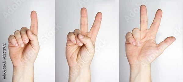 Obraz three hand schowing 1 2 3