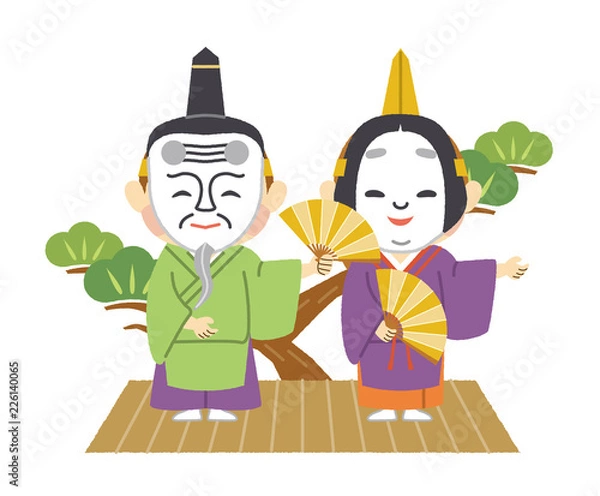 Obraz 能をする男女