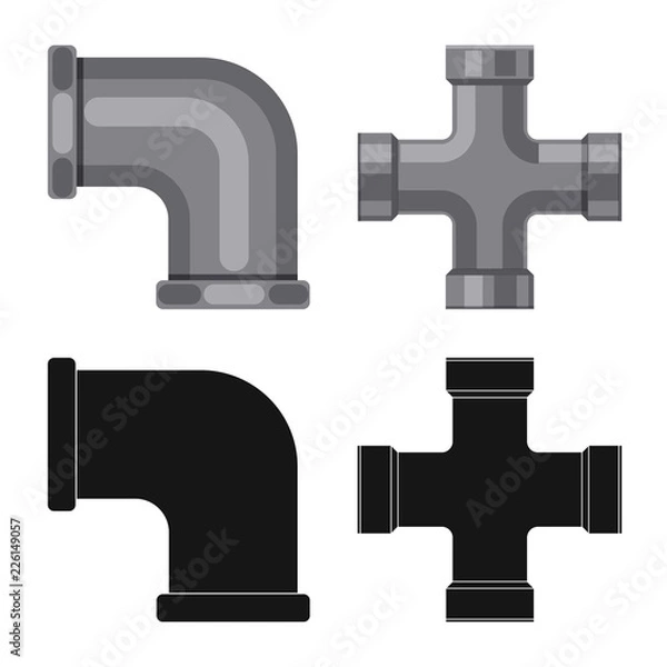 Obraz Isolated object of pipe and tube symbol. Collection of pipe and pipeline vector icon for stock.