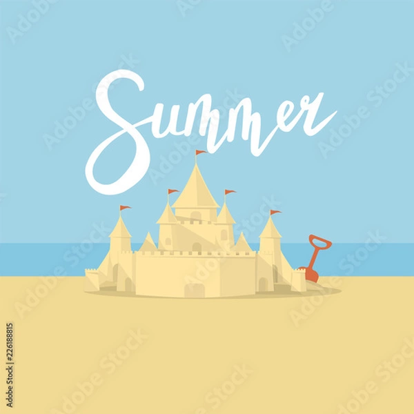 Fototapeta sand castle on the background of the sea and the beach