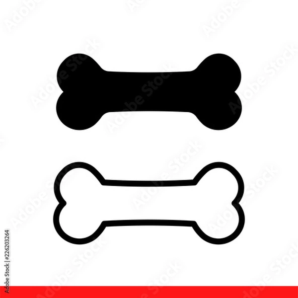 Obraz Dog bone vector icon. Simple, flat design for web or mobile app