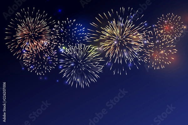 Fototapeta Brightly Colorful Fireworks on twilight background