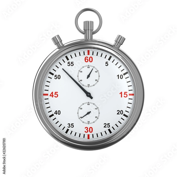Obraz Stopwatch on white background. Isolated 3D image