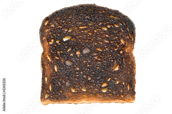 Obraz spalony tost na białym tle