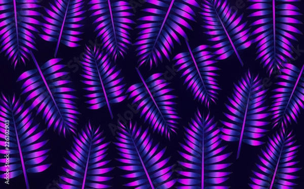 Obraz Abstract neon palm leaves illustration