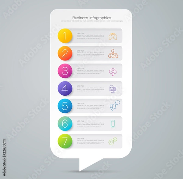 Fototapeta Infographics design vector and business icons with 7 options.