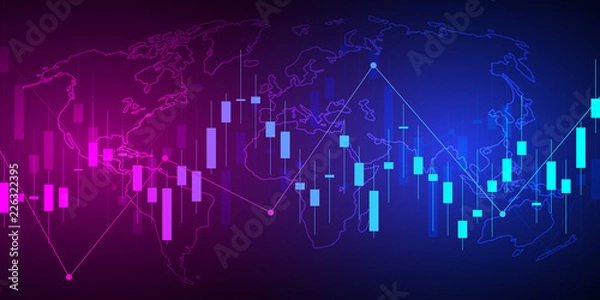 Obraz Business candle stick graph chart of stock market investment trading. Trend of graph. Vector illustration