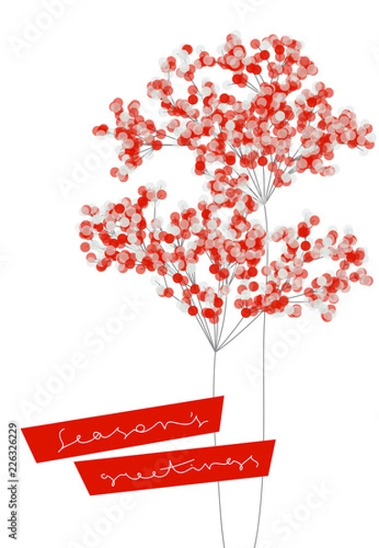 Obraz Christmas card with elegant branches of snowy berries isolated on white background