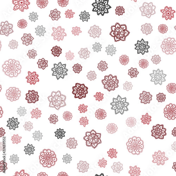 Fototapeta Dark Red vector seamless texture with colored snowflakes.