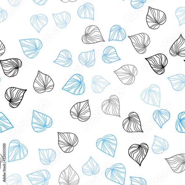 Fototapeta Light BLUE vector seamless natural backdrop with leaves.