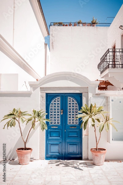 Obraz Blue Bodrum Style House Door in Mugla, Turkey