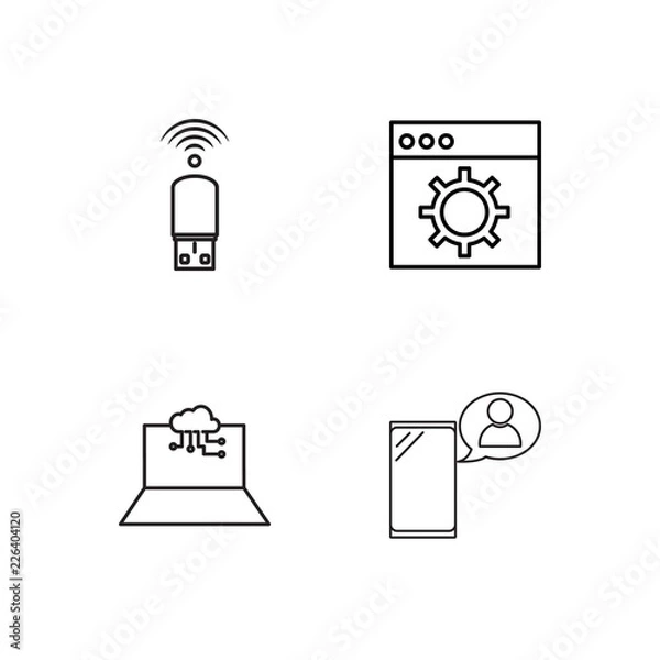 Fototapeta web simple outlined icons set
