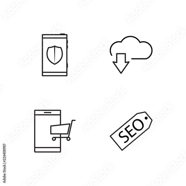 Fototapeta web simple outlined icons set