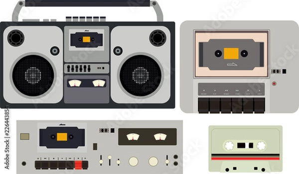 Fototapeta Tape cassette player with many type