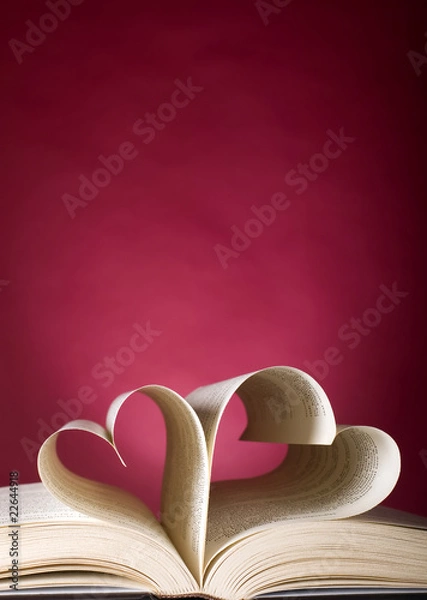 Fototapeta Opened book and heart shape