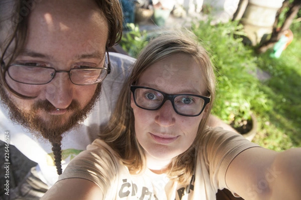Fototapeta Selfie of a boy and girl