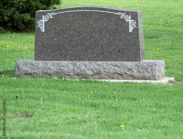 Obraz Blank headstone in cemetery