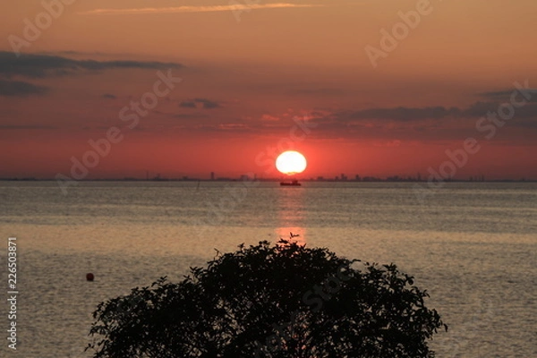 Obraz Sonnenuntergang mit Boot