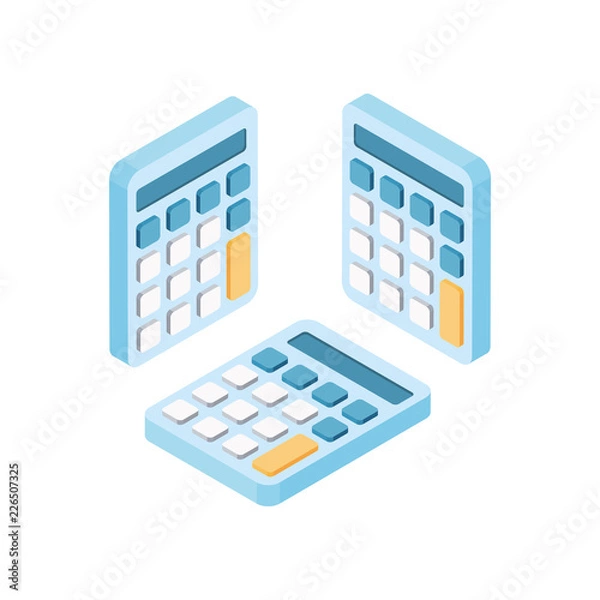 Fototapeta Calculator isometric view from different sides. Vector illustration.