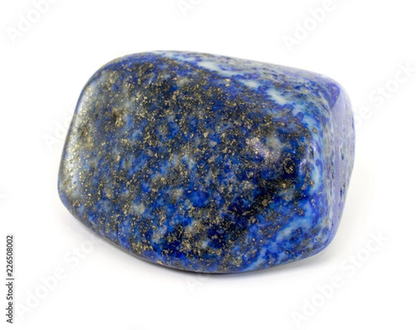Fototapeta Tumbled lapis lazuli stone isolated on white background