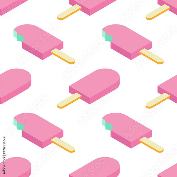 Fototapeta Seamless ice cream pattern. Vector illustration isometric. 